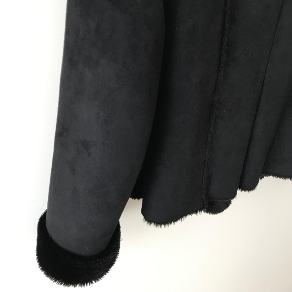 WHBM Black Faux Shearling Wrap Jacket - Picture 10 of 16